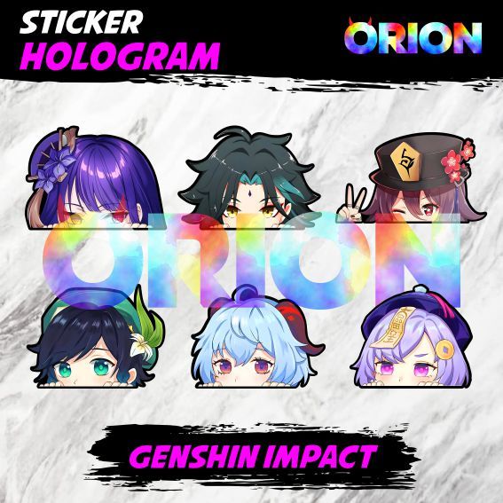 Stiker Hologram Genshin Impact Peeker Intip VAR9 Hu Tao Ganyu Raiden Shogun Xiao Venti Qiqi