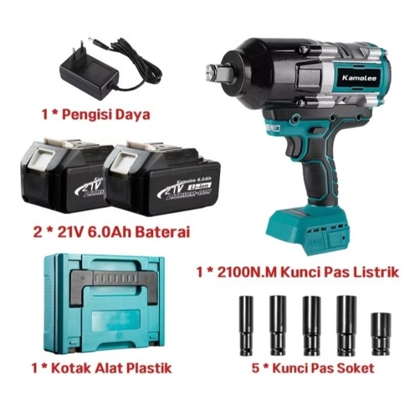 Kamolee DTW800 2100Nm Kunci Pas Dampak Listrik Brushless 1/2”
