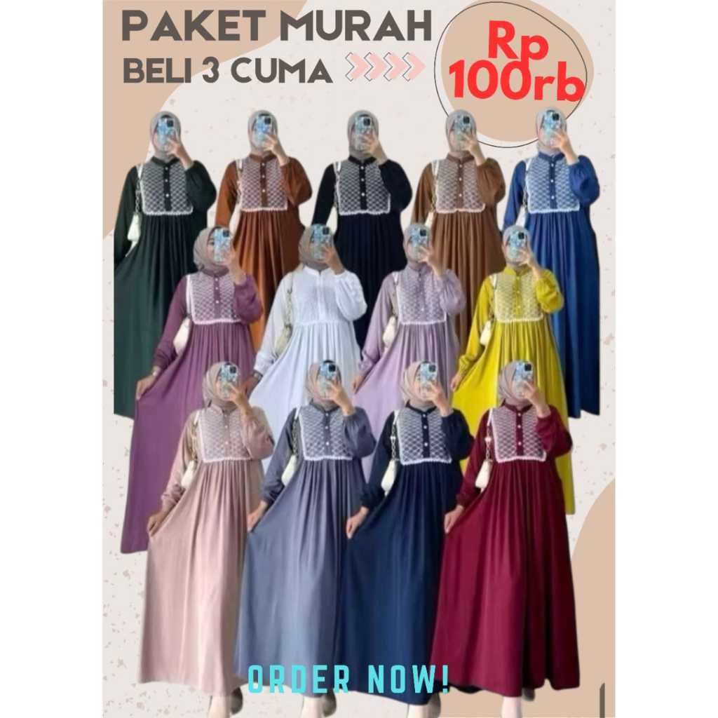 TERBARU 100 DAPAT 3 PCS GAMIS JUMBO VIRAL BRUKAT RENDA