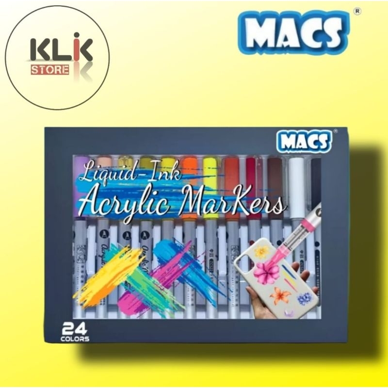 

MACS Liquid Ink Acrylic Marker 24 Color / Spidol Akrilik 24 Warna