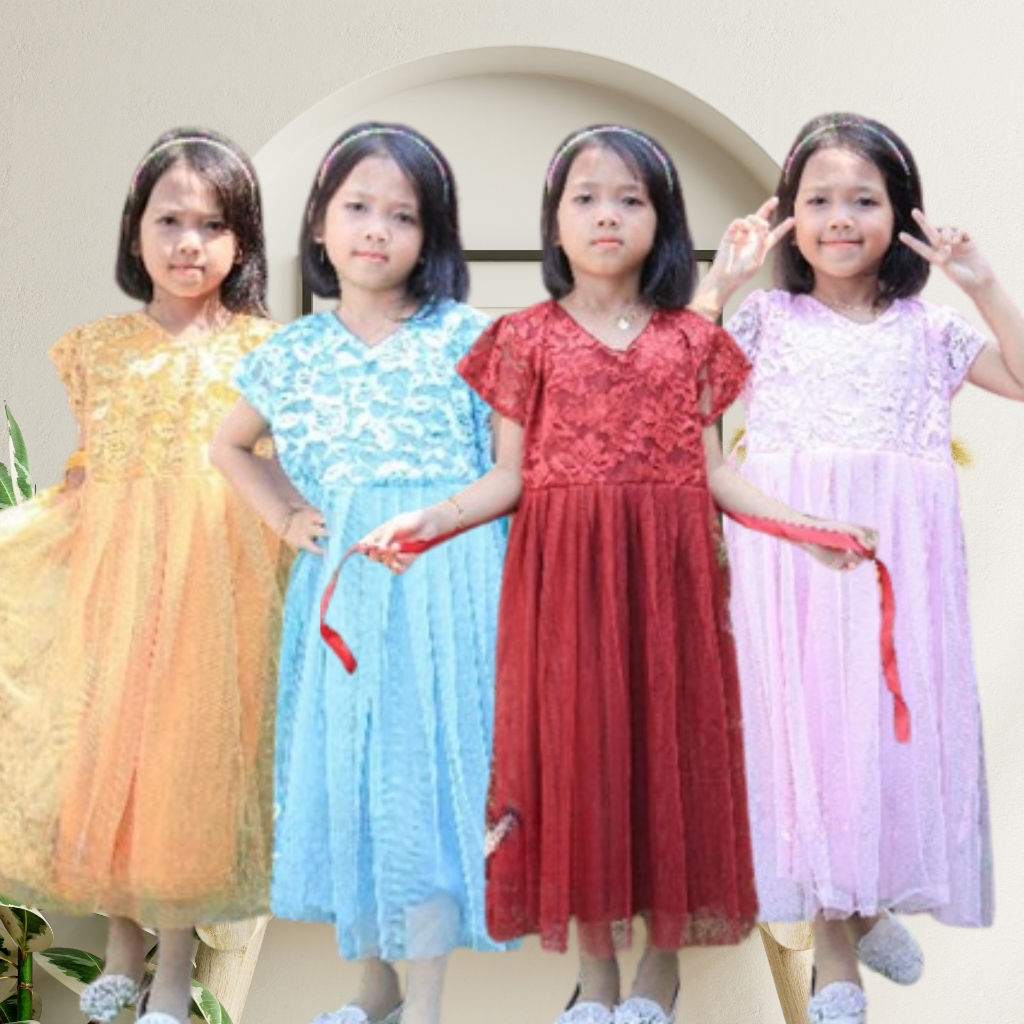 Baju Pesta Anak Perempuan Dress Brokat Anak Gaun Ultah Anak Perempuan Remaja Tanggung