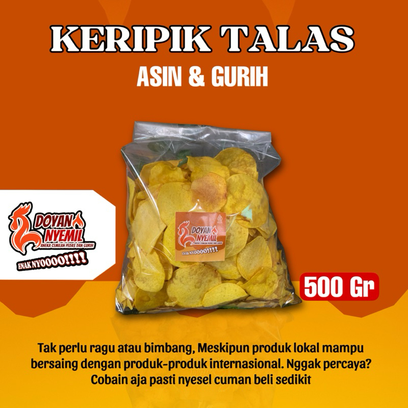 

Doyan nyemil - 500Gr Keripik talas Varian rasa asin gurih