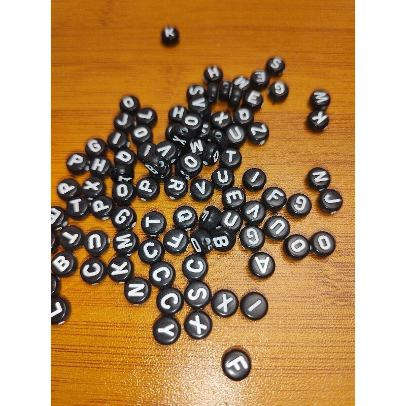 (Pilih Huruf)Manik Huruf Bulat Putih Manik Manik