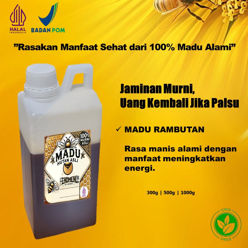 

Madu Rambutan Super 1 Kg Murni Asli 100% Tanpa Campuran 1kg Alami Pure Raw Honey Premium