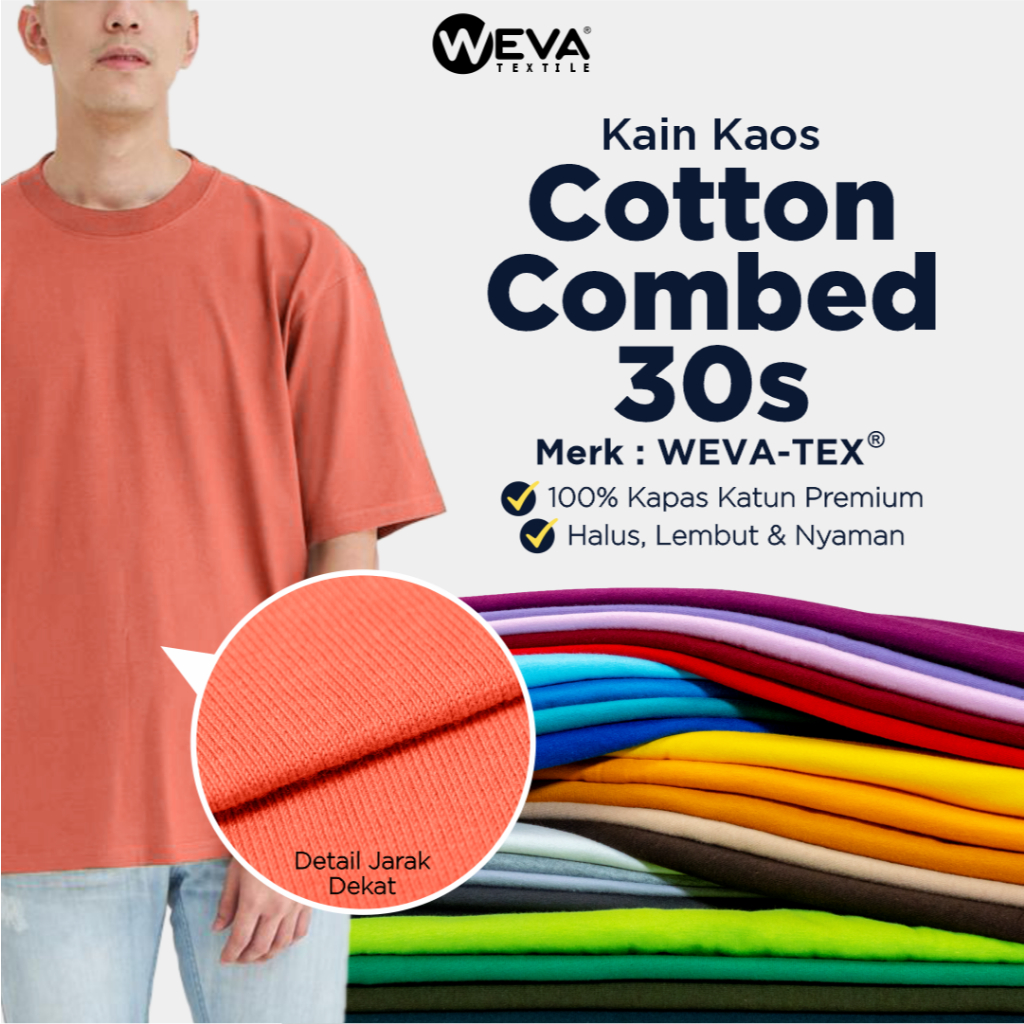 Bahan Kain Kiloan Cotton Combed 30s Bahan Kaos Distro