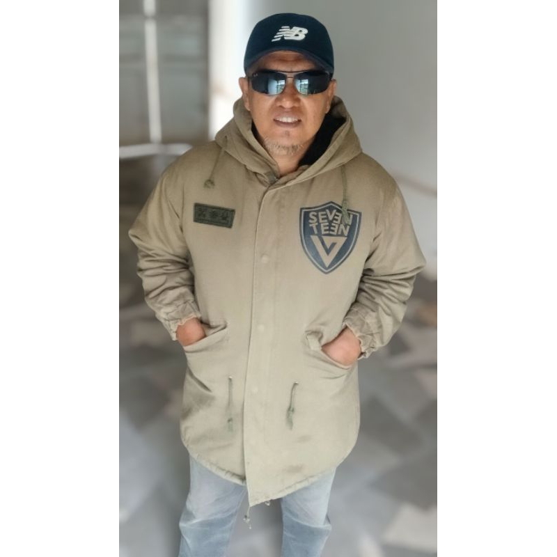 Jacket canvas denim super tebal SEVEN TEEN 17 army second Original puring dalam serva lembut hangat 