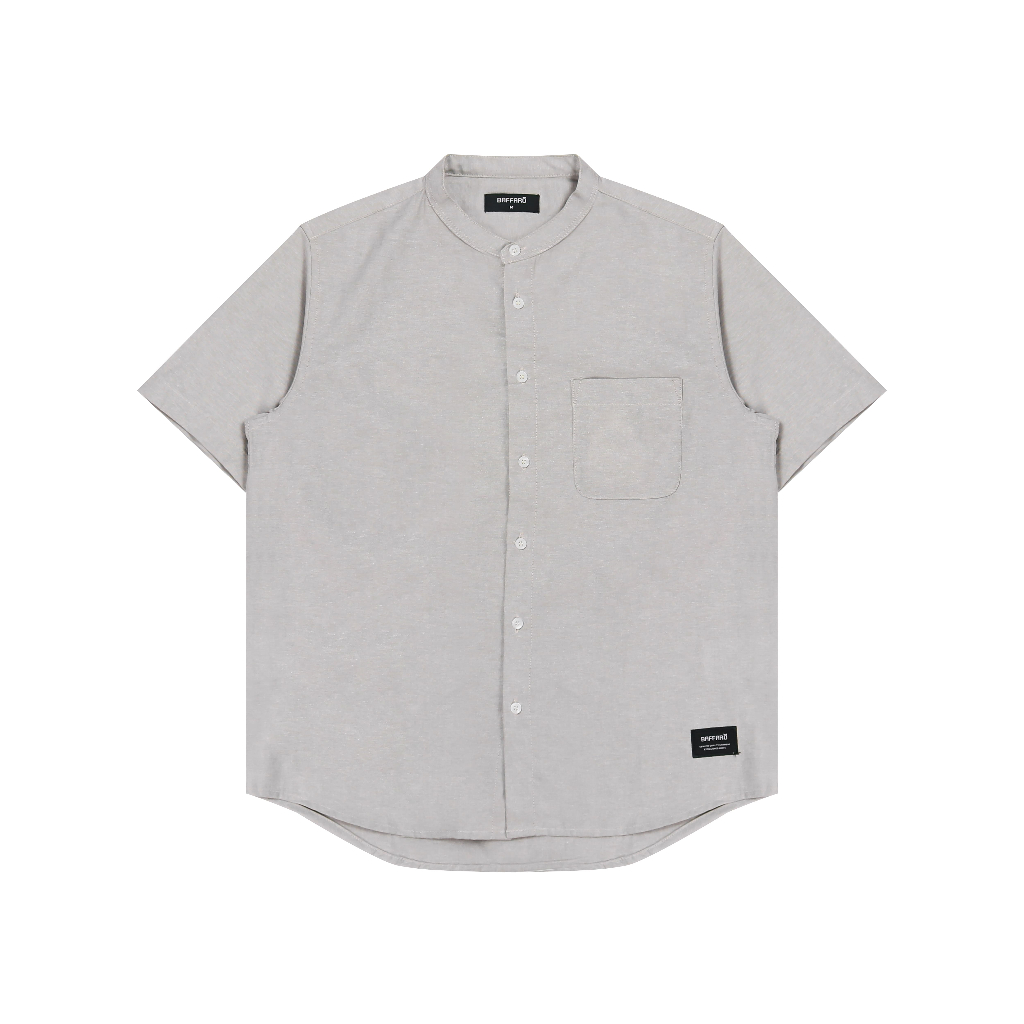 Kemeja Koko Pria Shanghai Polos Lengan Pendek Katun Abu Muda / Baju Koko Pria Polos Katun Light Grey