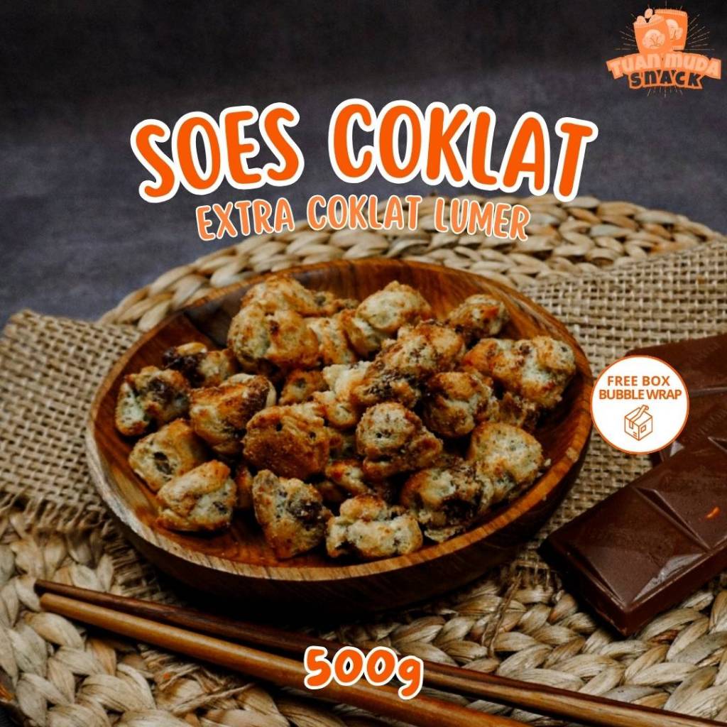 

Bisa COD Soes Coklat 500g Cemilan Snack Manis Extra Coklat