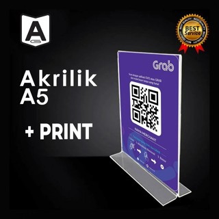 

Stand Akrilik Display Tent Card A5 + Print Tempat QR Scan