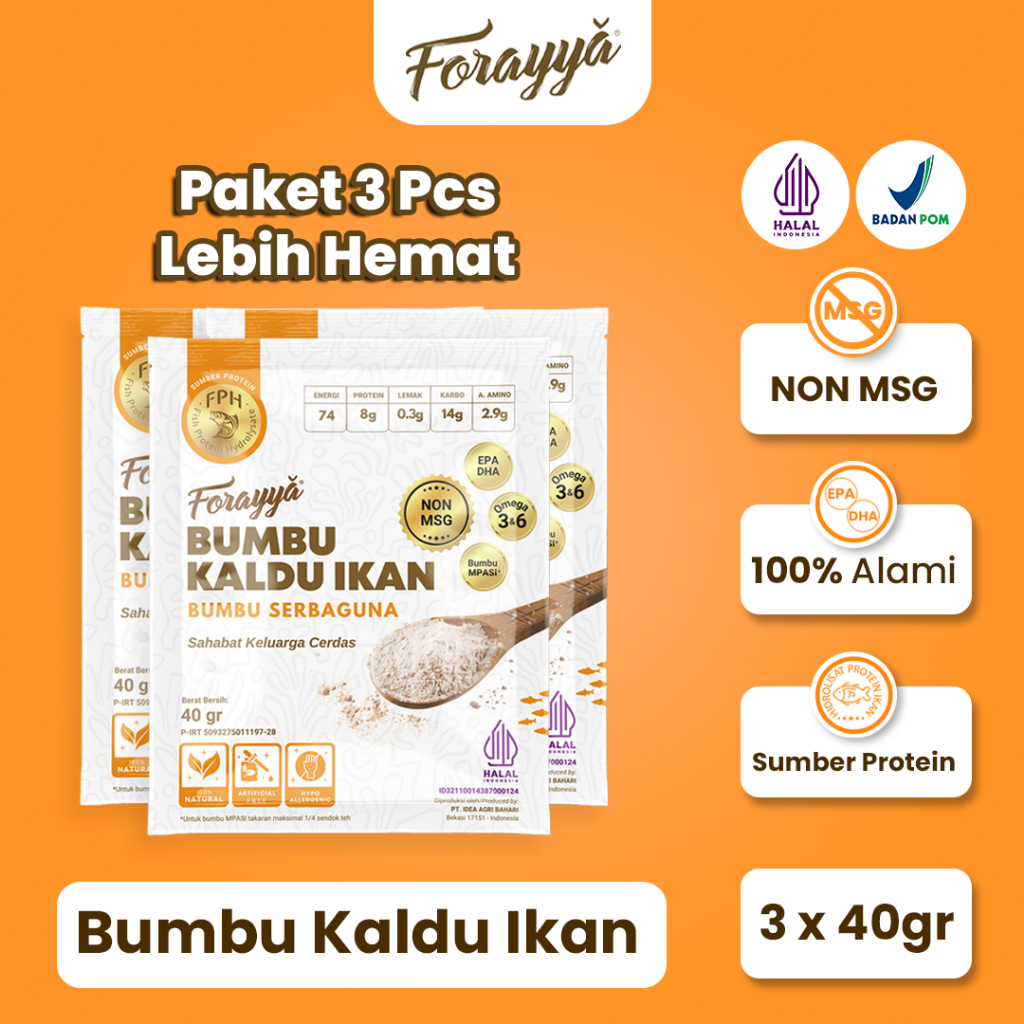 

3 PCS Bumbu Kaldu Ikan Sachet 40g - Bumbu Serbaguna Non MSG Alami Tinggi Protein