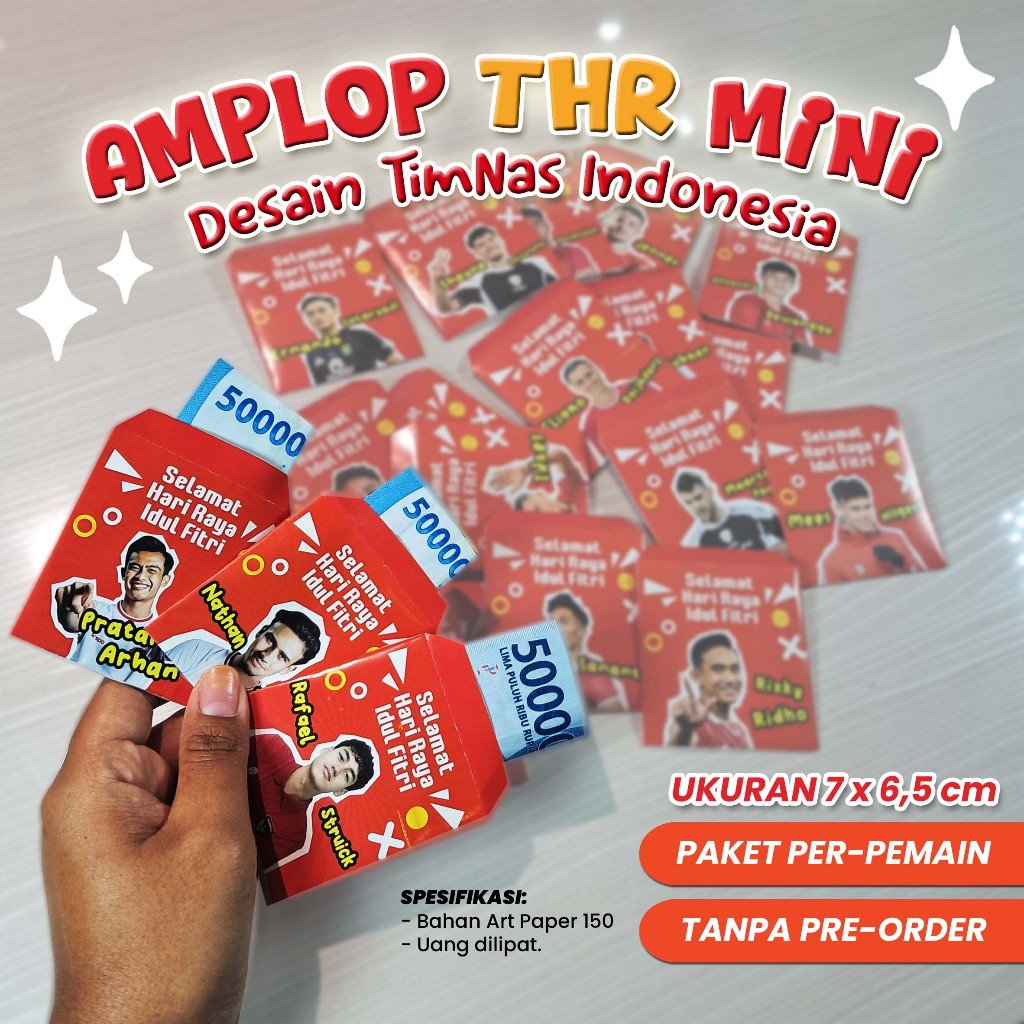 

AMPLOP THR MINI DESAIN PEMAIN TIMNAS - Amplop gambar timnas