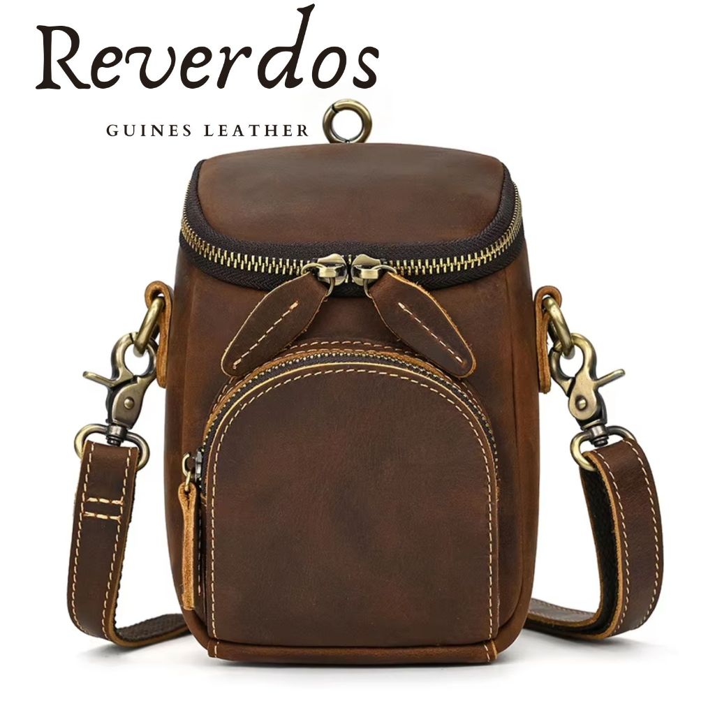 Tas Selempang Kulit Gaya Unik Tas Selempang Kulit Asli Pria Tas Kantong Ponsel Tas Vintage Kulit Asl