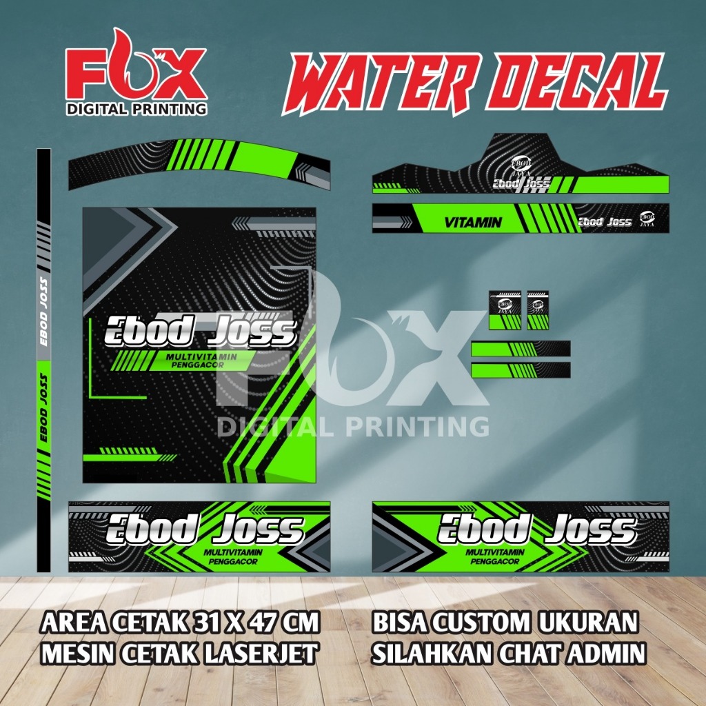 WATER DECAL SANGKAR REPLIKA, MURAI, KOSAN, KIPAS NOMER 1,2,3