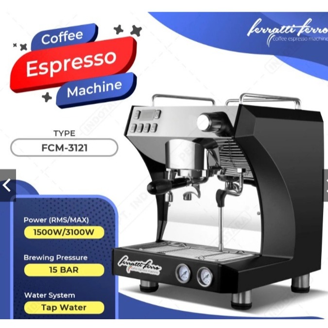 Mesin Kopi Espresso Ferratti Ferro FCM3121 Warna Hitam silver ( barang baru bukan second )