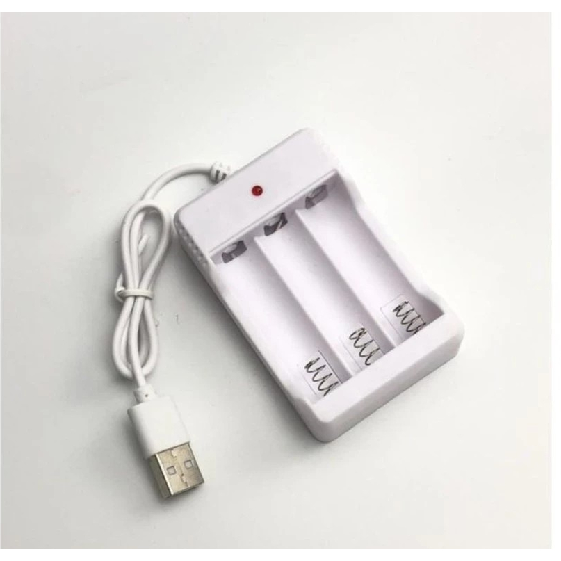 Charger Baterai AA AAA 3 Slot Kabel Usb Charger Batre AA AAA Baterai Rechargeable Charger / CAS BATE