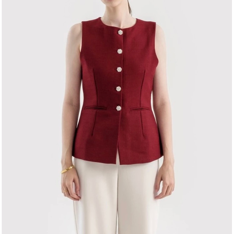 noelle tweed vest by shop at maja/ top/ baju imlek/ baju natal/ baju wanita