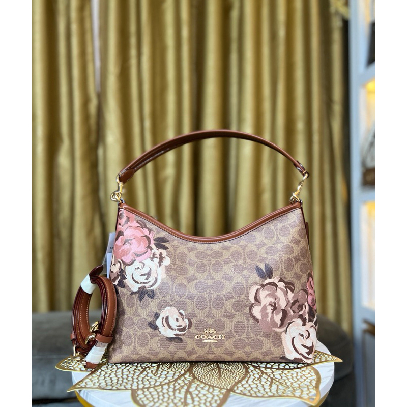 Coach Signature Rose Lauriel  shoulder bag Tan multi - ORI / AUTHENTIC 100%