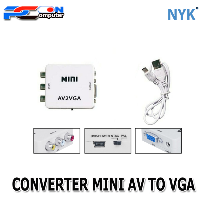 Converter AV RCA to VGA Mini KABEL USB 5 PIN