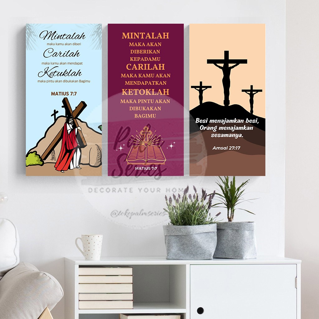 47- 15x30 Hiasan Dinding AYAT BIBLE Poster Kayu Wall Decor Ruang Tamu Ayat Alkitab Kristen