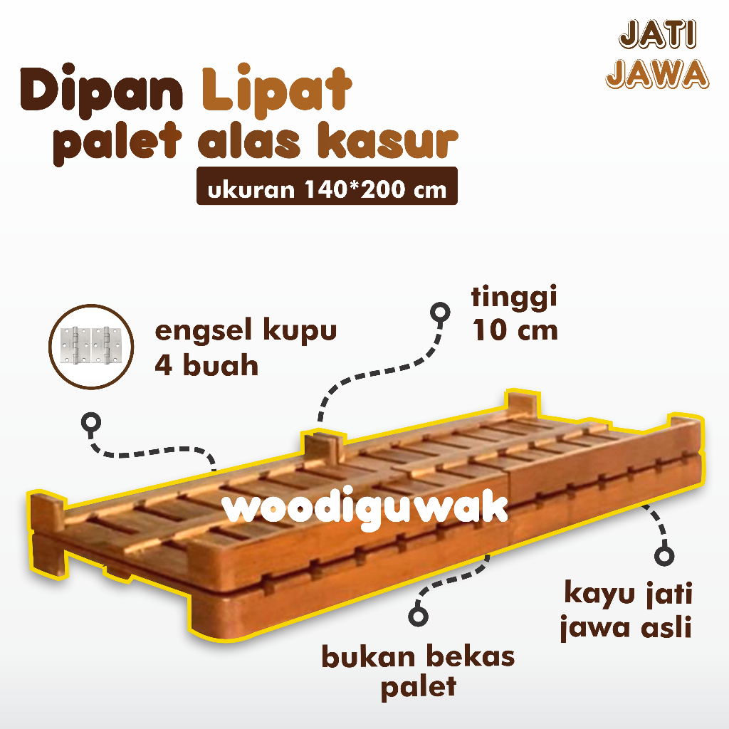Dipan Minimalis Pallet Alas Kasur Model Lipat Ukuran 140x200 cm Bahan Baku Kayu Jati Asli - woodiguw