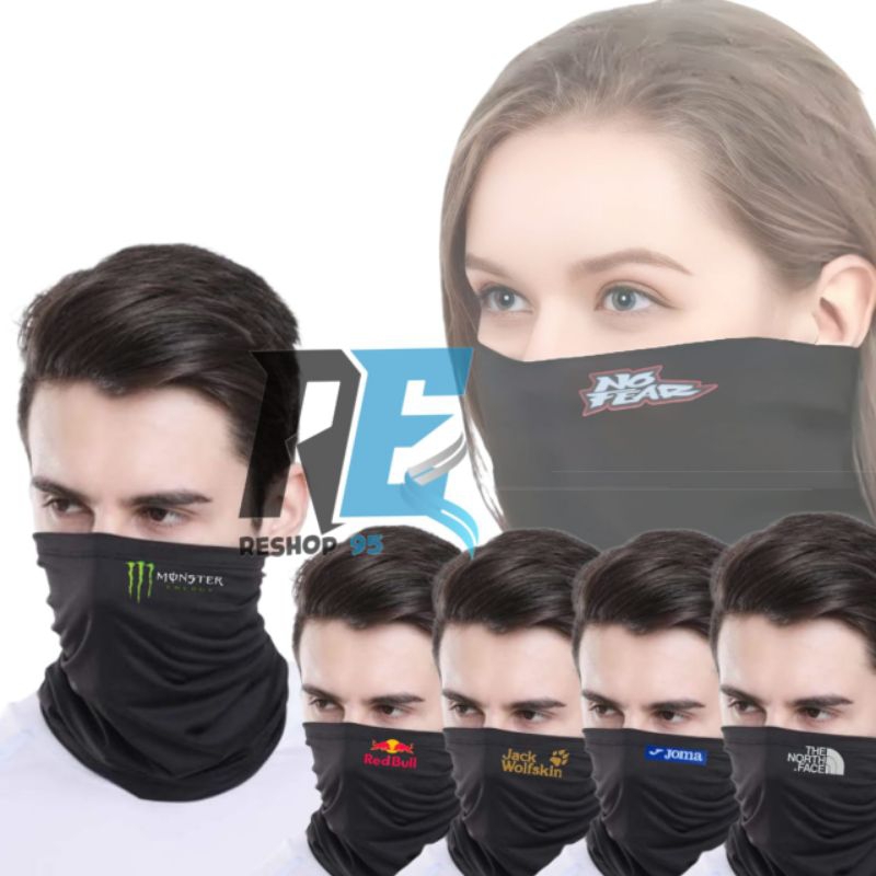 masker buff hitam logo | buff serbaguna | buff pengendara motor