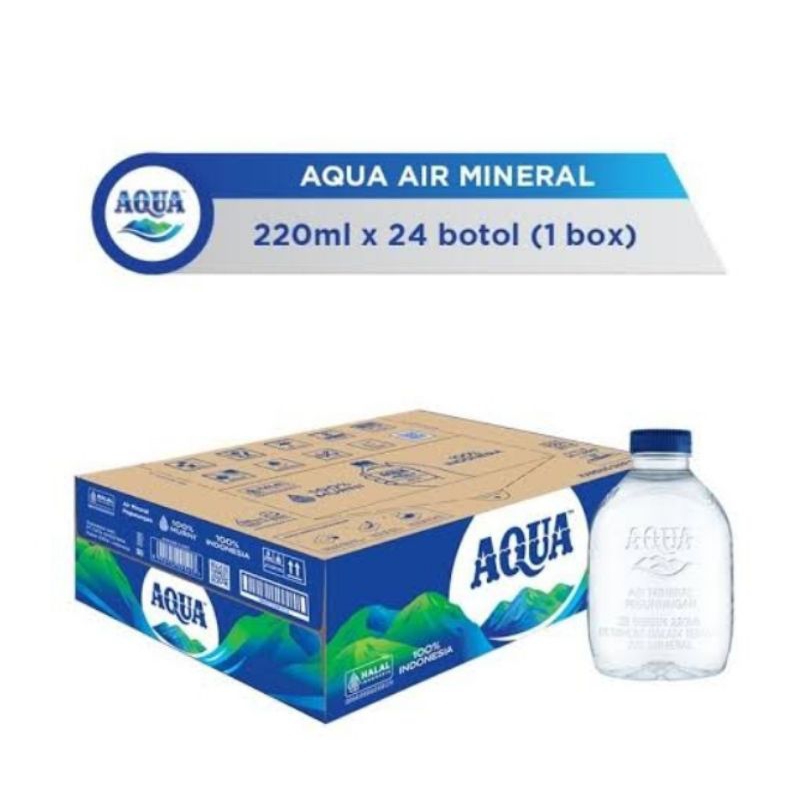 

Air Mineral AQUA Botol Mini 220 ml isi 24 botol kotak lucu ( Cube )