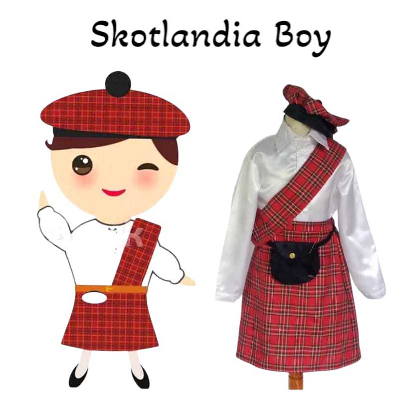 Baju Negara Skotlandia Boy/Kostum Internasional Skotlandia