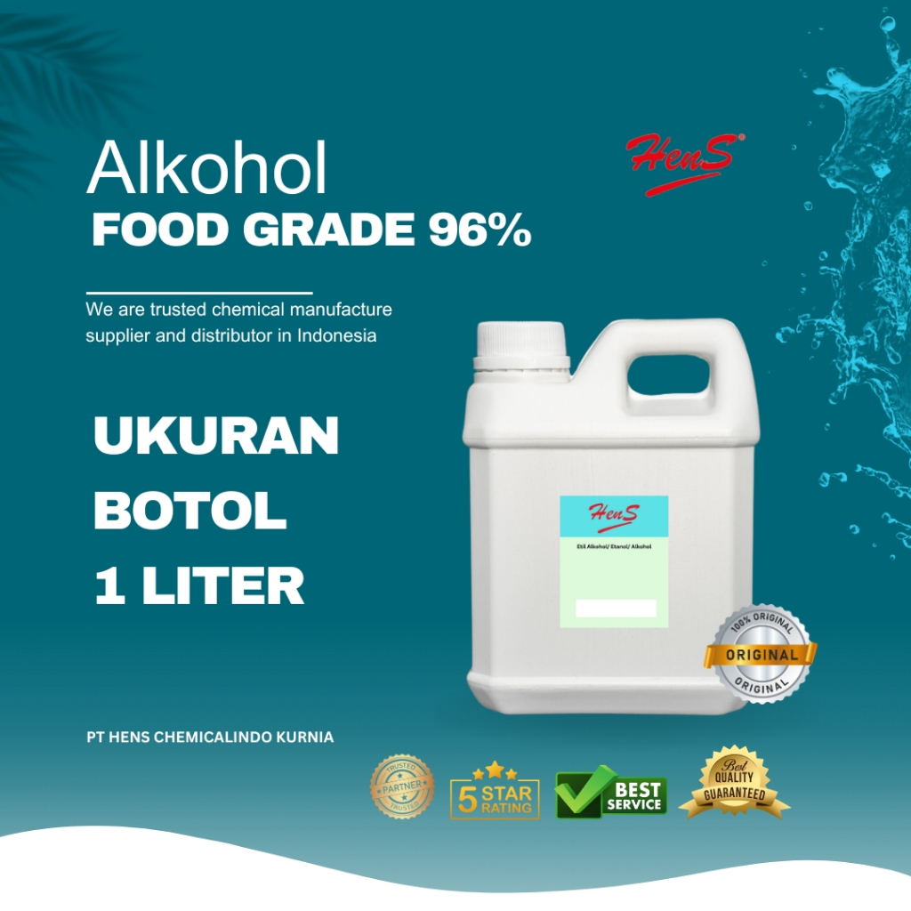 Alkohol Food Grade 96% Alkohol Food Grade 70% 1 LITER ORIGINAL