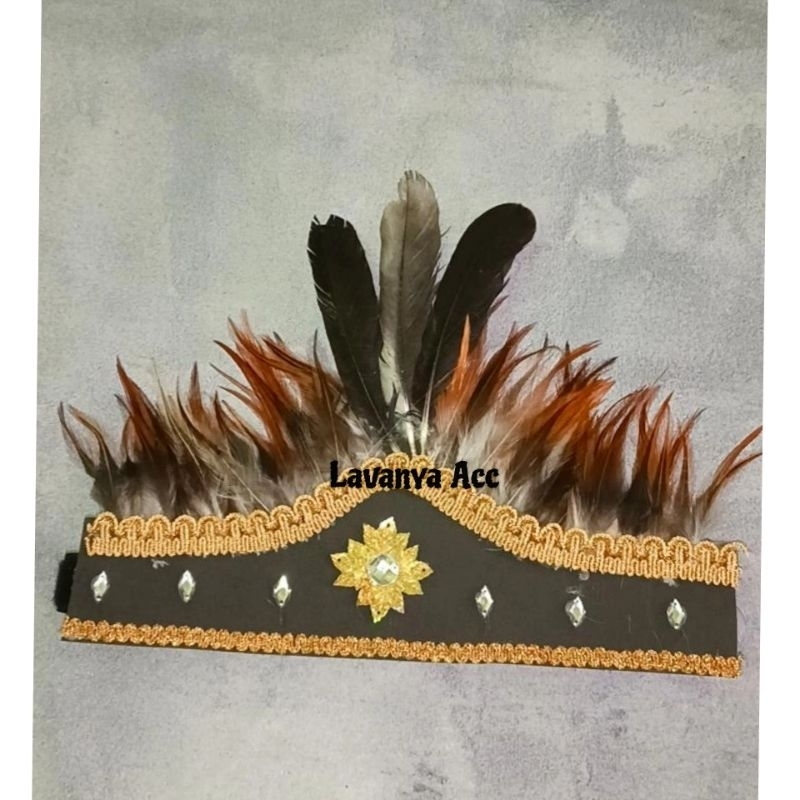 Mahkota Topi Dayak Pedalaman Papua/Kalimantan/Aksesoris/karnaval/pentas/ Untuk anak dan Dewasa