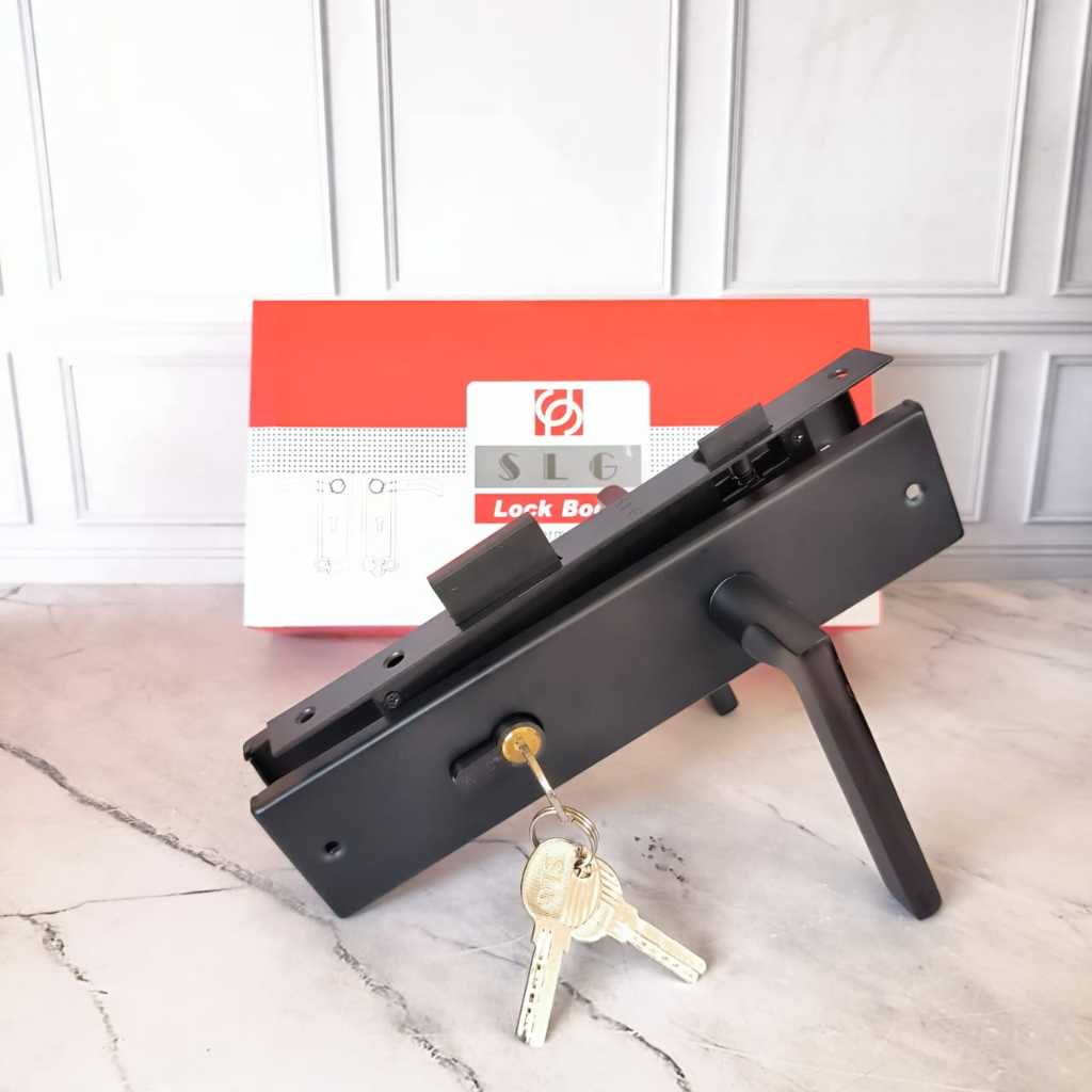 Handle Gagang Kunci Pintu Rumah Set Soligen L9004 Black / Handle Pintu L 9004 Soligen Handle Besar
