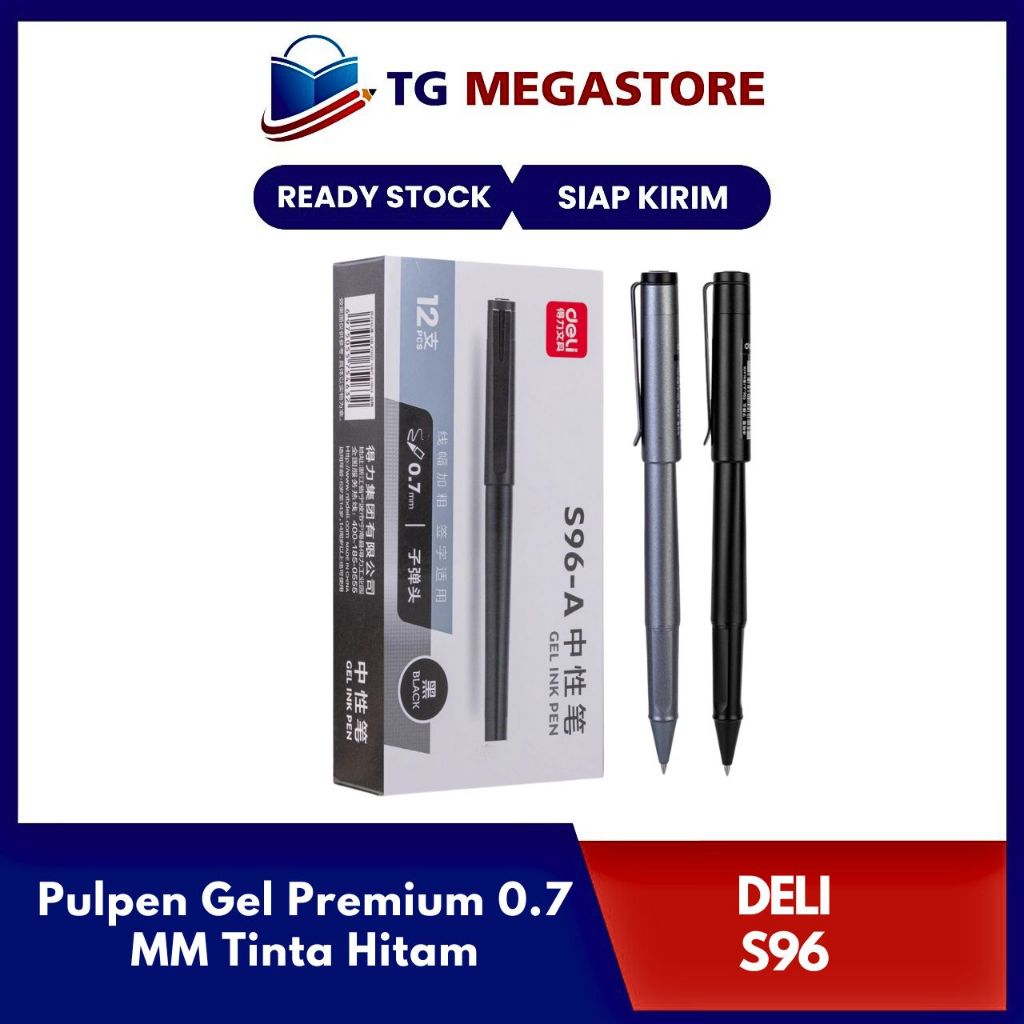 

Gel Pen / Pulpen Gel Premium Deli 0.7 MM Tinta Hitam - S96-A