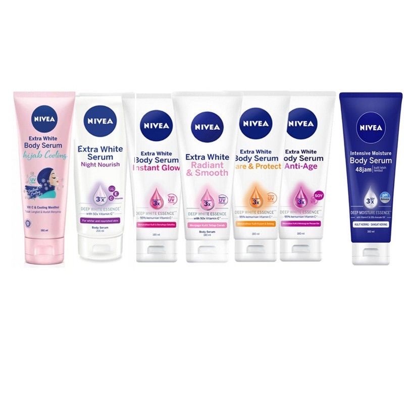 Nivea body lotion and body serum 180 ml (vitamin C & E / 10 super vitamin / instant glow SPF 25 / ca