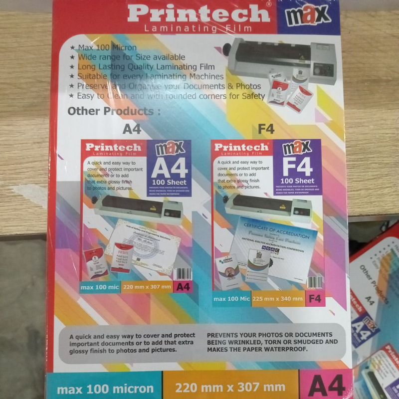 

Printech laminating film Max A4 /100lbr
