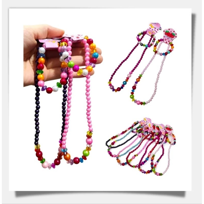 Kalung Anak seri Mutiara Mote Sintetis Multiwarna Putih