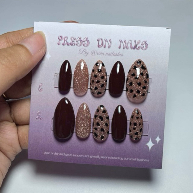 Press On Nail Art Maroon | Kuku Palsu | Fake Nail