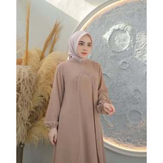 AlikaHijabku Liora Dress Wanita Matt Ceruty Babydoll Aplikasi Payet + Swarovski Gamis Dua Layer