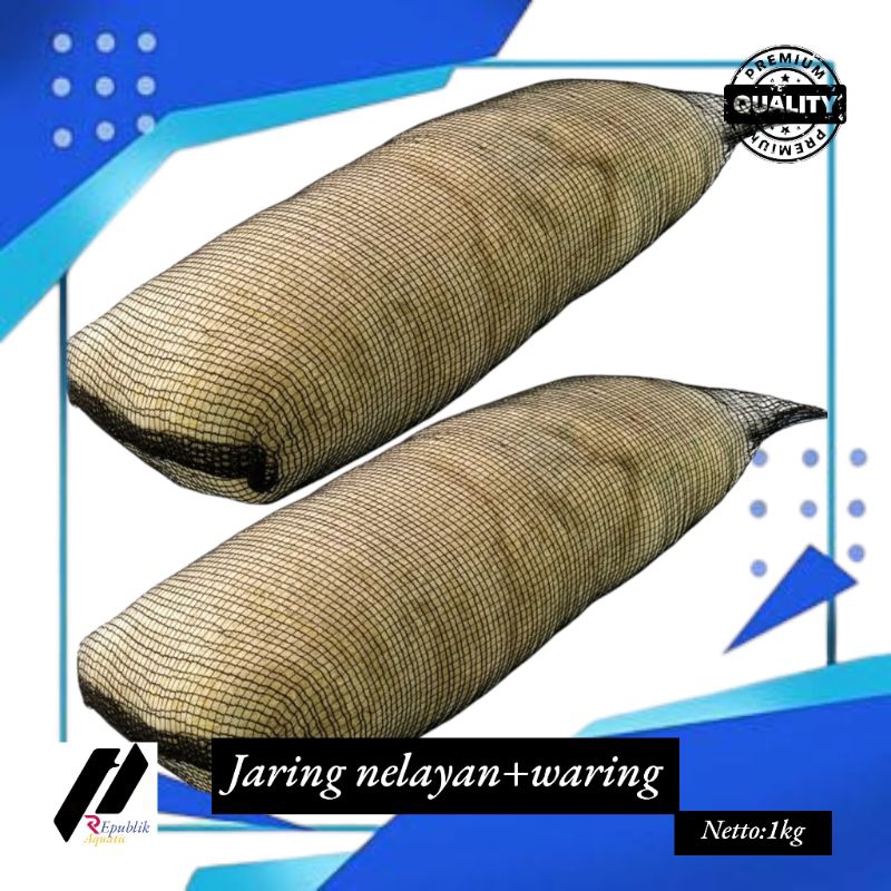 Jaring nelayan + waring 1kg/jaring nelayan / media filter kolam / media filter kolam ikan / media fi