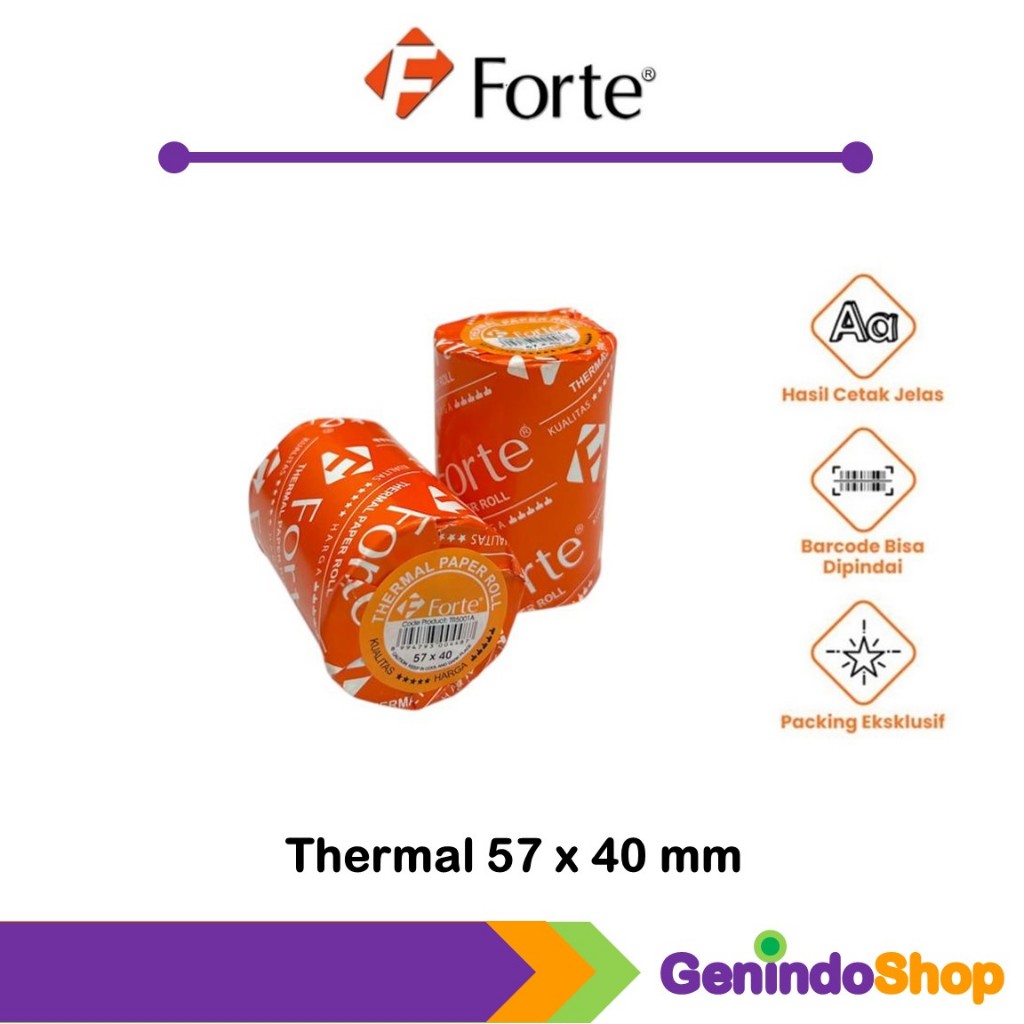 

Kertas Struk Roll Kasir / Thermal 57x40mm Forte