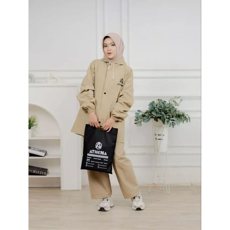 JAS HUJAN SETELAN TERBAIK PRIA WANITA PREMIUM PVC KARET TEBAL ANTI REMBES BY ATHENA