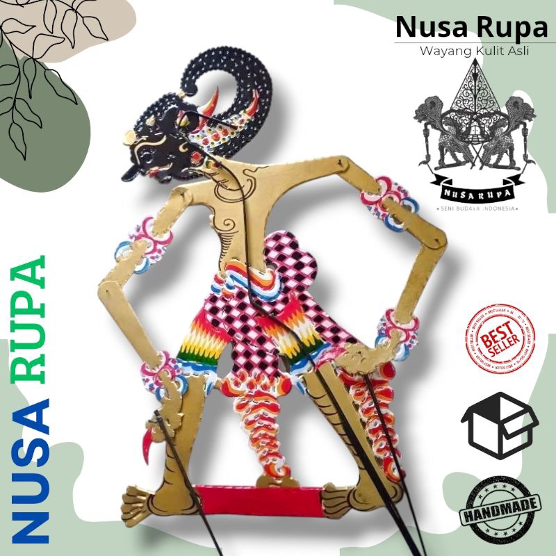 Wayang Kulit Asli wayang mainan Werkudara/Bima tinggi -+45cm
