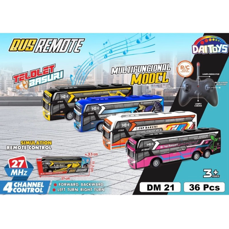 Mainan Anak RC BUS BASURI TELOLET DM 21 Remote Control Basuri RC Bus Telolet Suara Telolet