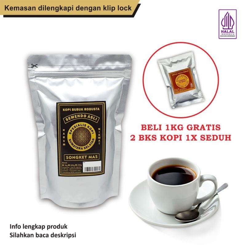 

Kopi Bubuk Robusta Semendo 1kg Songket Mas