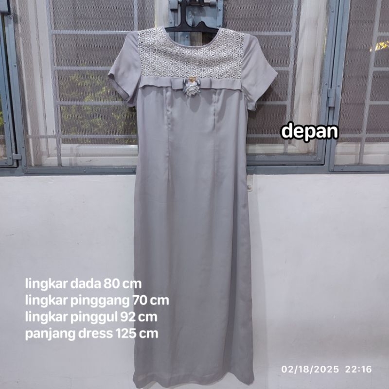 (preloved) dress gaun panjang pita bunga