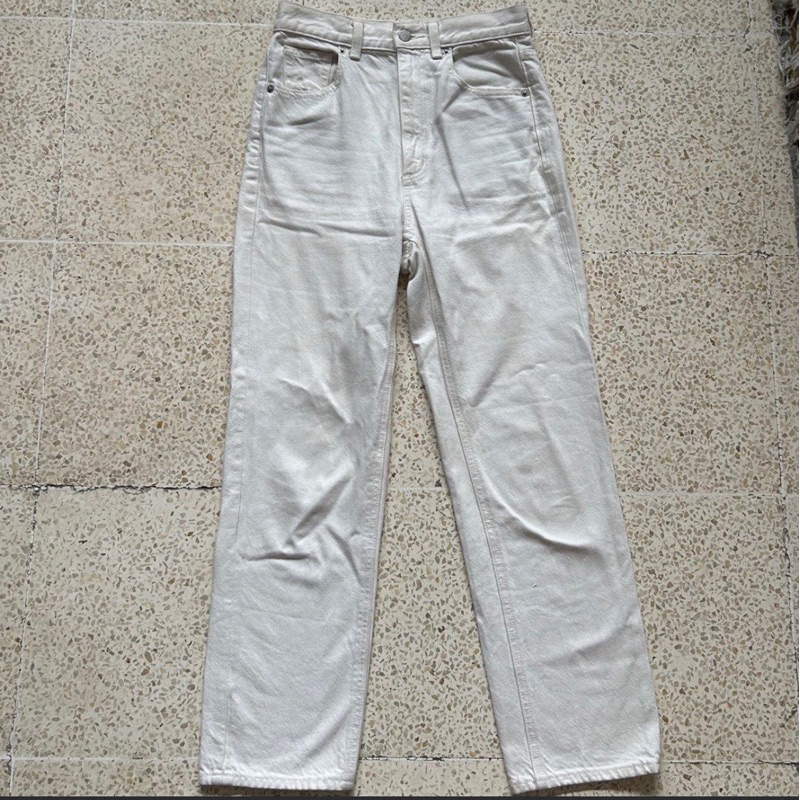 GU Uniqlo white denim jeans hightwaist