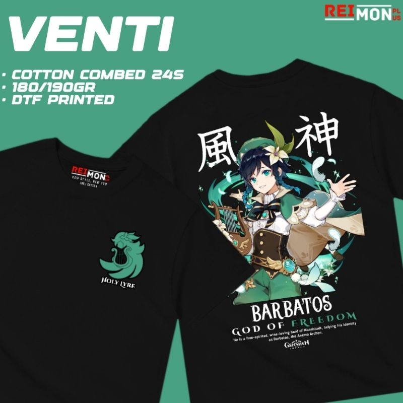 T-Shirt / Kaos Baju Game Venti Genshin Impact