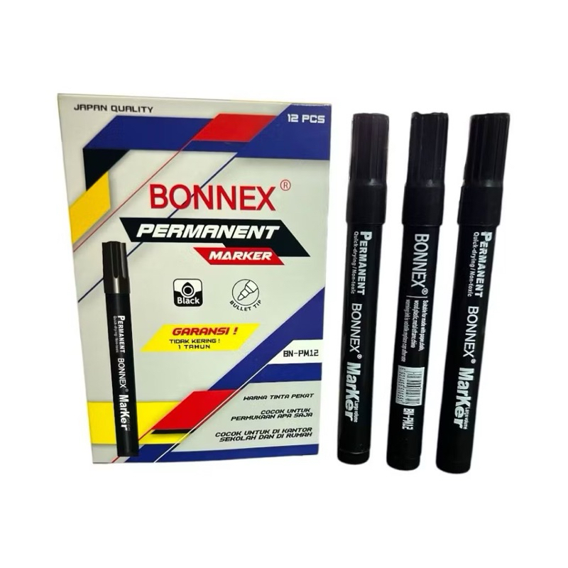 

( 12 BIJI ) Spidol Besar Bonnex Permanent Marker PM-12 MURMER