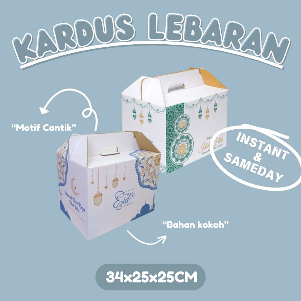 

Kardus Jinjing Hampers Sembako Lebaran Box Tenteng Parcel Idul Fitri Uk 34x25x25cm