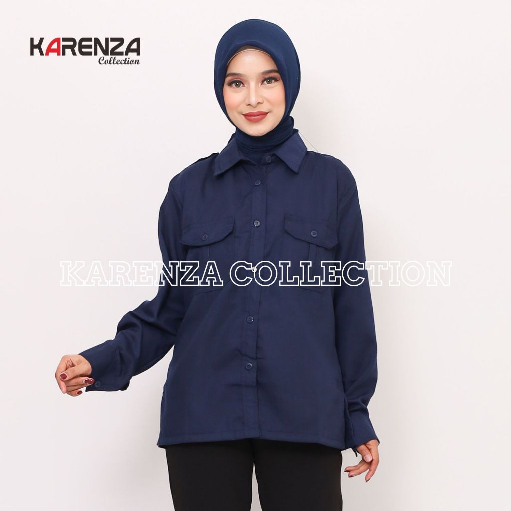 Baju PDL Biru Dongker Navy Lengan Panjang / Kemeja PDH / Baju PNS / Baju Lapangan Outdor