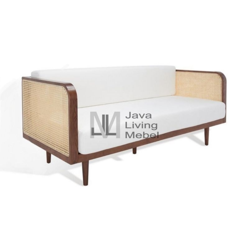 Javalivingmebel Sofa Retro Kombinasi Rotan Kayu Jati / Sofa Bed / Kursi Santai / Kursi Tamu / Bangku