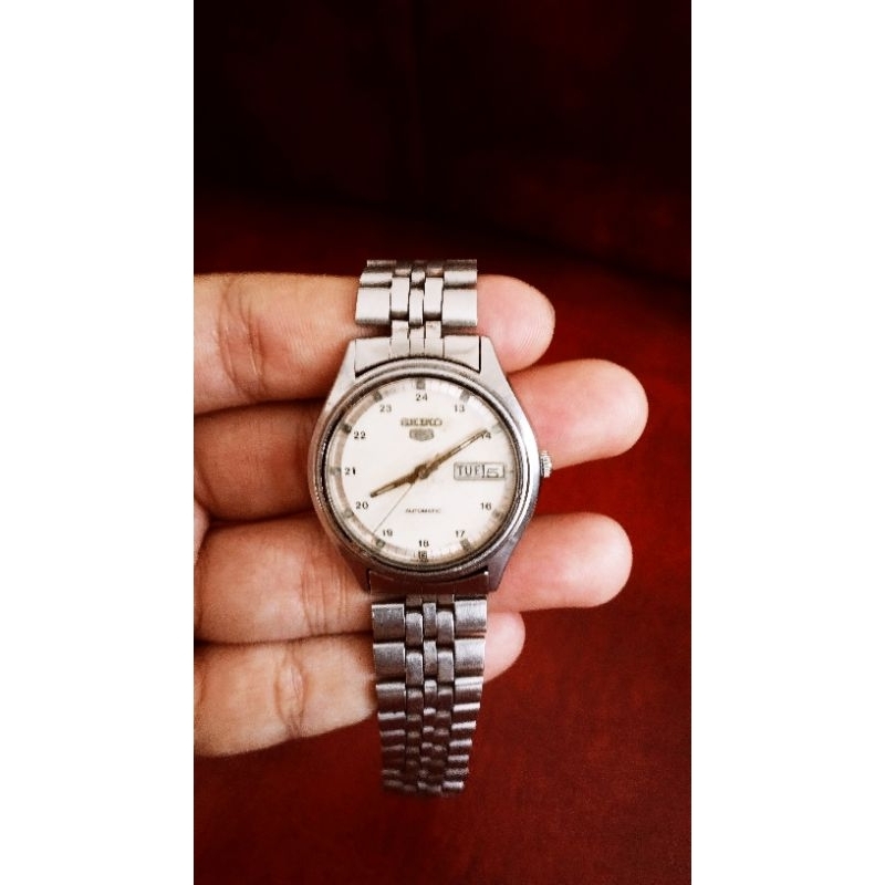 Jual Jam Tangan Seiko 5 Military Dial Putih Mulus CAL 6309-8900 Rare Item Yang Paham Saja